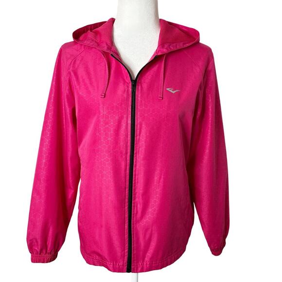 Everlast Women's Track Jacket M Hot Pink Zip Up Hooded Windbreaker Lightweight - Picture 1 of 9